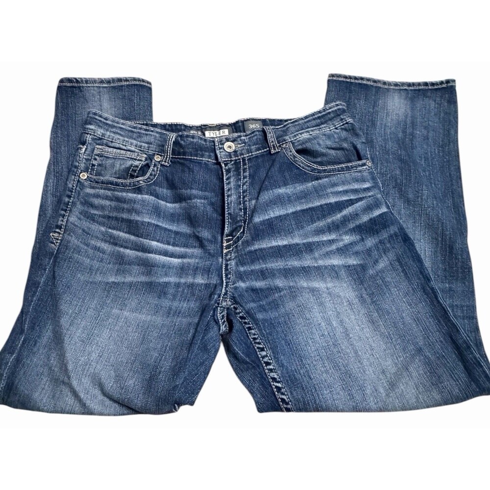 BKE Buckle Tyler Mens Jeans Size 36S Whisker Wash (36x29.5)